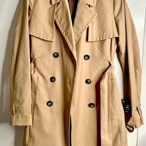 RW&CO. Cotton Blend Satin Effect Belted Trench Rain Over Coat - Size S